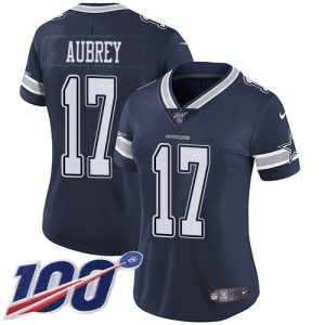 Cowboys #17 Brandon Aubrey Navy Blue Team Color Women's Stitched NFL 100th Season Vapor Untouchable Limited Jersey