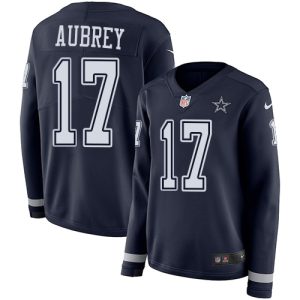 cowboys #17 brandon aubrey navy blue team color women's stitched nfl limited therma long sleeve cheap jersey