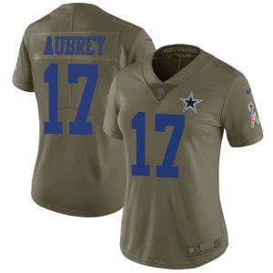 cheap Cowboys #17 Brandon Aubrey Olive Women's Stitched NFL Limited 2017 Salute To Service Jersey