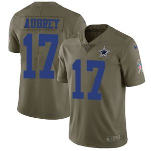 cowboys #17 brandon aubrey olive youth stitched nfl limited 2017 salute to service wholesale jersey