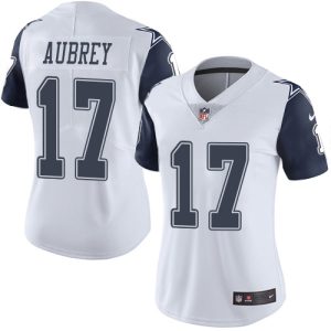 cowboys #17 brandon aubrey white women's stitched nfl limited rush cheap jersey