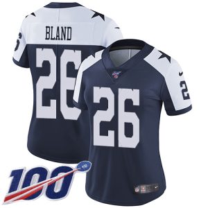 cowboys #26 daron bland navy blue thanksgiving women's stitched nfl 100th season vapor throwback limited cheap jersey