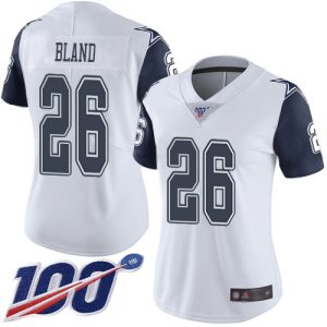 cowboys #26 daron bland white women's stitched nfl limited rush 100th season cheap jersey