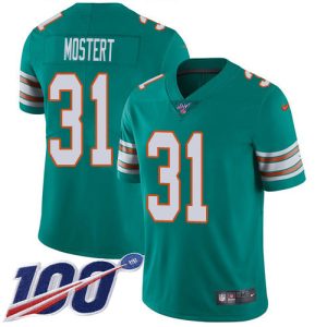 Dolphins #31 Raheem Mostert Aqua Green Alternate Men's Stitched NFL 100th Season Vapor Untouchable Limited Jersey