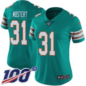 Dolphins #31 Raheem Mostert Aqua Green Alternate Women's Stitched NFL 100th Season Vapor Untouchable Limited Jersey