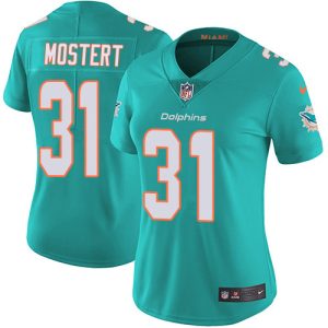 cheap Dolphins #31 Raheem Mostert Aqua Green Team Color Women's Stitched NFL 100th Season Vapor Untouchable Limited Jersey