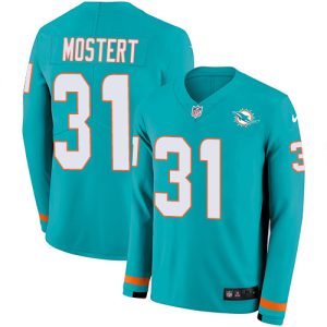 Dolphins #31 Raheem Mostert Aqua Green Team Color Youth Stitched NFL Limited Therma Long Sleeve Jersey