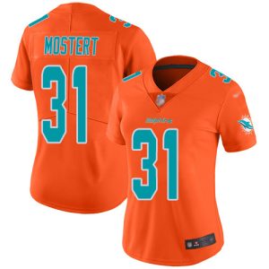 wholesale Dolphins #31 Raheem Mostert Orange Women's Stitched NFL Limited Inverted Legend Jersey