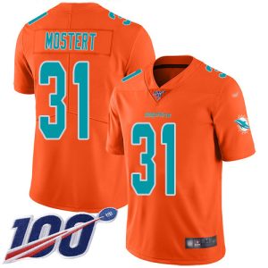 dolphins #31 raheem mostert orange youth stitched nfl limited inverted legend 100th season wholesale jersey