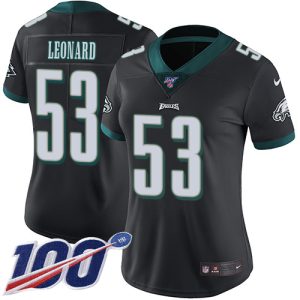 cheap Eagles #53 Shaquille Leonard Black Alternate Women's Stitched NFL 100th Season Vapor Untouchable Limited Jersey