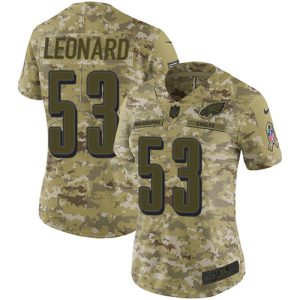 cheap Eagles #53 Shaquille Leonard Camo Women's Stitched NFL Limited 2018 Salute To Service Jersey