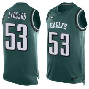 cheap Eagles #53 Shaquille Leonard Green Team Color Men's Stitched NFL Limited Tank Top Jersey