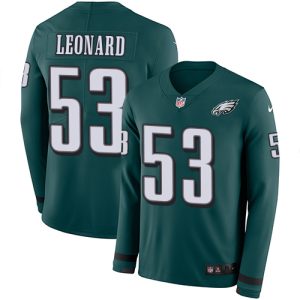 Eagles #53 Shaquille Leonard Green Team Color Men's Stitched NFL Limited Therma Long Sleeve Jersey