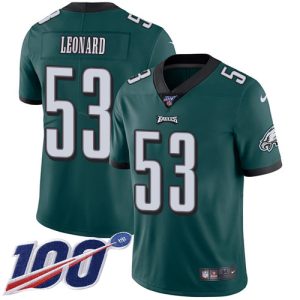 Eagles #53 Shaquille Leonard Green Team Color Youth Stitched NFL 100th Season Vapor Untouchable Limited Jersey