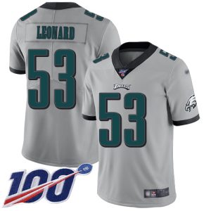 Eagles #53 Shaquille Leonard Silver Men's Stitched NFL Limited Inverted Legend 100th Season Jersey