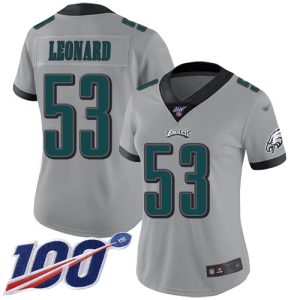 Eagles #53 Shaquille Leonard Silver Women's Stitched NFL Limited Inverted Legend 100th Season Jersey