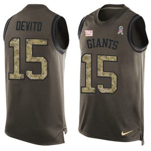 giants #15 tommy devito green men's stitched nfl limited salute to service tank top wholesale jersey