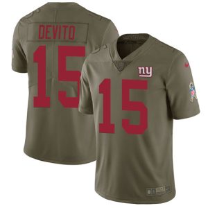 cheap Giants #15 Tommy DeVito Olive Men's Stitched NFL Limited 2017 Salute To Service Jersey