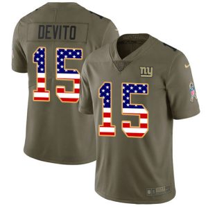 cheap Giants #15 Tommy DeVito Olive/USA Flag Men's Stitched NFL Limited 2017 Salute To Service Jersey