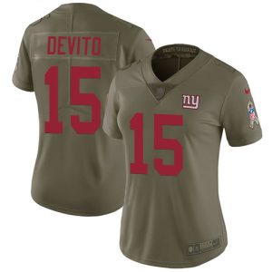 Giants #15 Tommy DeVito Olive Women's Stitched NFL Limited 2017 Salute To Service Jersey