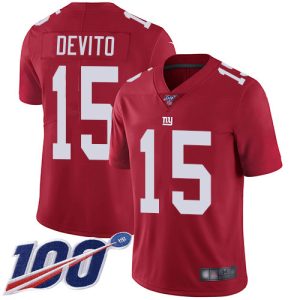 Giants #15 Tommy DeVito Red Men's Stitched NFL Limited Inverted Legend 100th Season Jersey