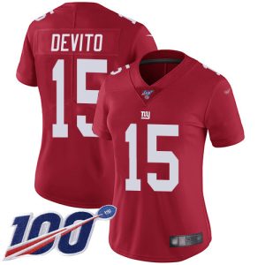 Giants #15 Tommy DeVito Red Women's Stitched NFL Limited Inverted Legend 100th Season Jersey