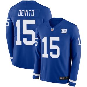 giants #15 tommy devito royal blue team color youth stitched nfl limited therma long sleeve wholesale jersey