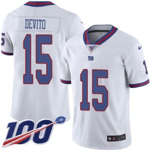 Giants #15 Tommy DeVito White Men's Stitched NFL Limited Rush 100th Season Jersey