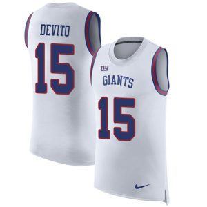 cheap Giants #15 Tommy DeVito White Men's Stitched NFL Limited Rush Tank Top Jersey