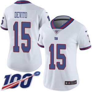 Giants #15 Tommy DeVito White Women's Stitched NFL Limited Rush 100th Season Jersey