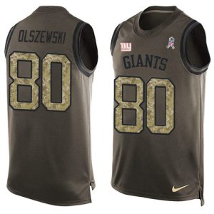 giants #80 gunner olszewski green men's stitched nfl limited salute to service tank top cheap jersey