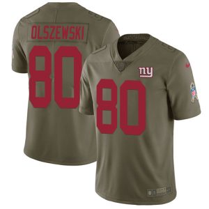 Giants #80 Gunner Olszewski Olive Men's Stitched NFL Limited 2017 Salute To Service Jersey