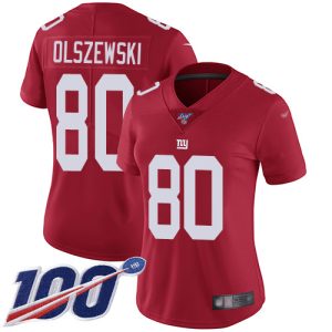 wholesale Giants #80 Gunner Olszewski Red Women's Stitched NFL Limited Inverted Legend 100th Season Jersey