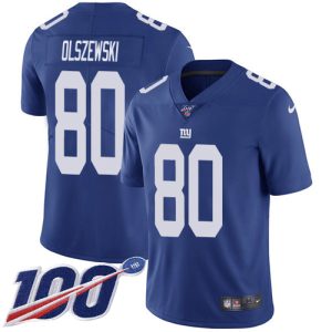 wholesale Giants #80 Gunner Olszewski Royal Blue Team Color Men's Stitched NFL 100th Season Vapor Untouchable Limited Jersey