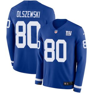 giants #80 gunner olszewski royal blue team color men's stitched nfl limited therma long sleeve cheap jersey