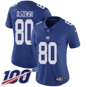 Giants #80 Gunner Olszewski Royal Blue Team Color Women's Stitched NFL 100th Season Vapor Untouchable Limited Jersey