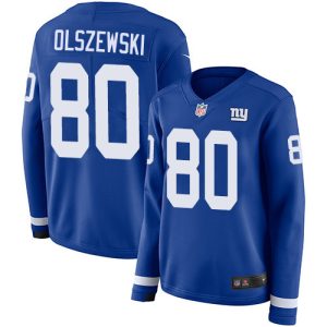 giants #80 gunner olszewski royal blue team color women's stitched nfl limited therma long sleeve cheap jersey