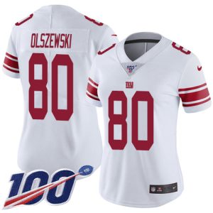 Giants #80 Gunner Olszewski White Women's Stitched NFL 100th Season Vapor Untouchable Limited Jersey