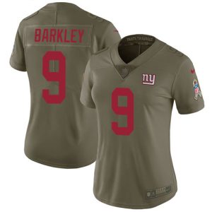 Giants #9 Matt Barkley Olive Women's Stitched NFL Limited 2017 Salute To Service Jersey