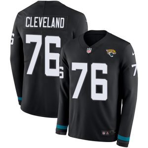 cheap Jaguars #76 Ezra Cleveland Black Team Color Men's Stitched NFL Limited Therma Long Sleeve Jersey