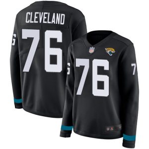 wholesale Jaguars #76 Ezra Cleveland Black Team Color Women's Stitched NFL Limited Therma Long Sleeve Jersey