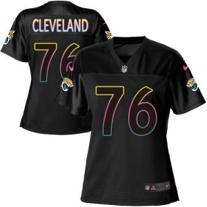 cheap Jaguars #76 Ezra Cleveland Black Women's NFL Fashion Game Jersey