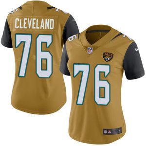 Jaguars #76 Ezra Cleveland Gold Women's Stitched NFL Limited Rush Jersey