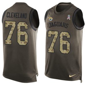 jaguars #76 ezra cleveland green men's stitched nfl limited salute to service tank top cheap jersey