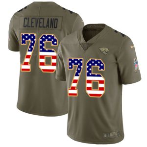 jaguars #76 ezra cleveland olive/usa flag men's stitched nfl limited 2017 salute to service cheap jersey