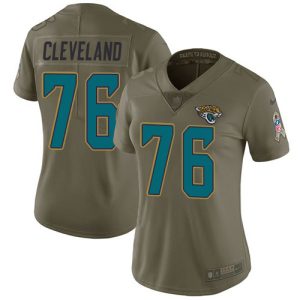 Jaguars #76 Ezra Cleveland Olive Women's Stitched NFL Limited 2017 Salute To Service Jersey