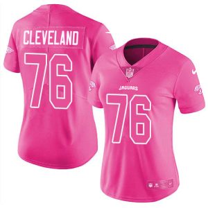 Jaguars #76 Ezra Cleveland Pink Women's Stitched NFL Limited Rush Fashion Jersey