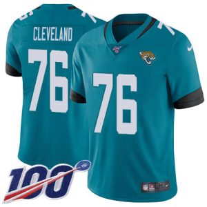 cheap Jaguars #76 Ezra Cleveland Teal Green Alternate Men's Stitched NFL 100th Season Vapor Limited Jersey