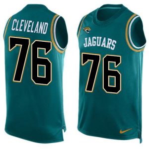 jaguars #76 ezra cleveland teal green team color men's stitched nfl limited tank top cheap jersey