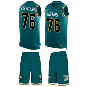 cheap Jaguars #76 Ezra Cleveland Teal Green Team Color Men's Stitched NFL Limited Tank Top Suit Jersey